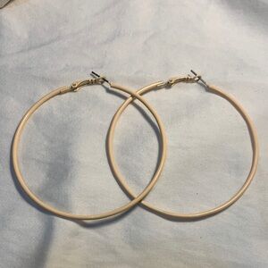 Large Cream Hoop Earrings